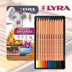 Lapis Aquarela Lyra Rembrandt - Estojo Metalico com 12 cores Aquarelaveis - Ref: 2011120